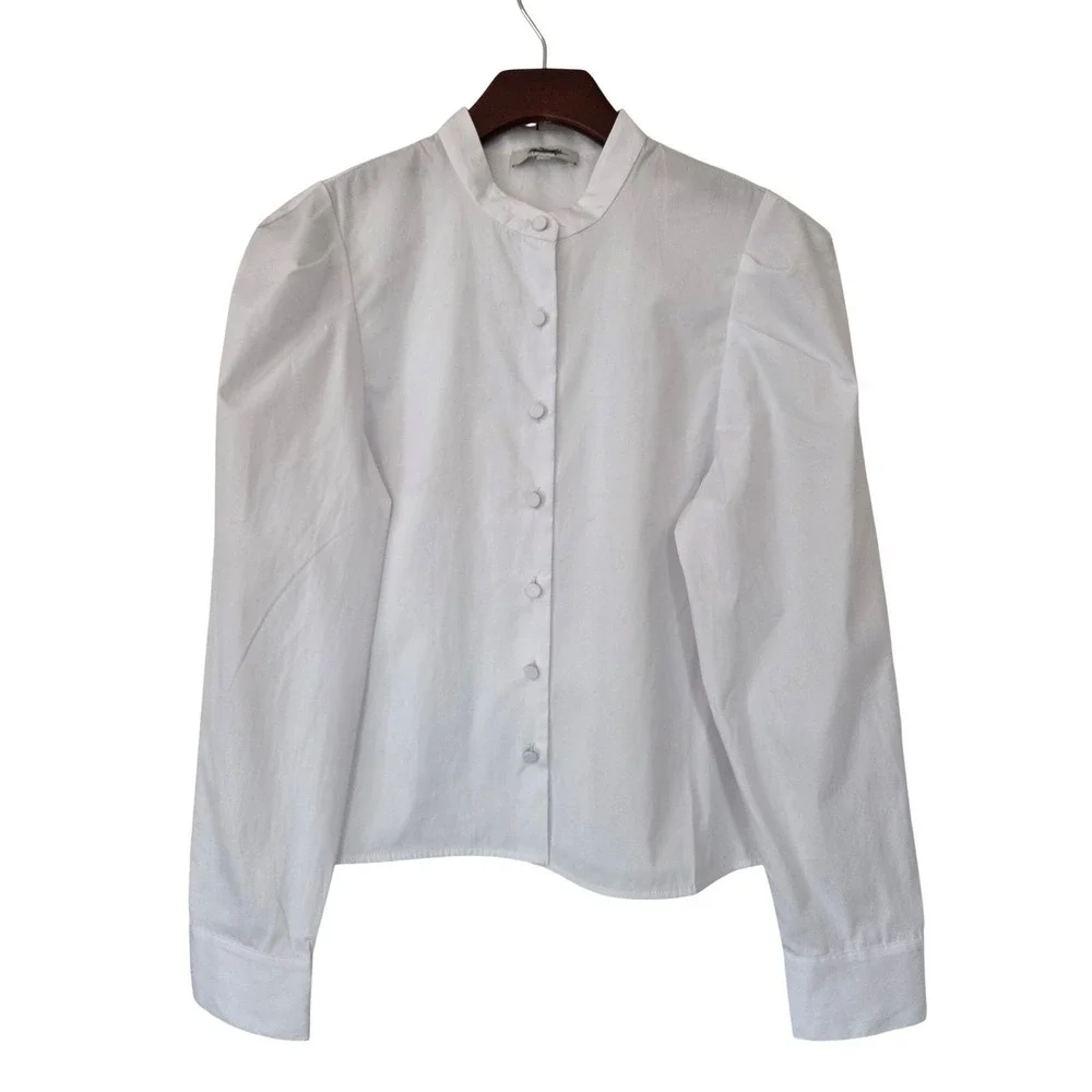 Madewell Puff Sleeve Button Up Shirt Women XS White NWT $88 NW627